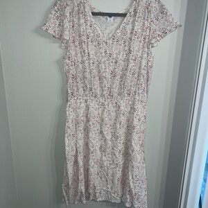 Old Navy Floral V-Neck Midi Dress - Pink and White